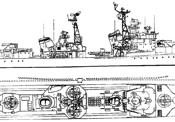 Эсминец СССР Naporystyy 1966 [Kotlin-class Destroyer] - чертежи, габариты, рисунки